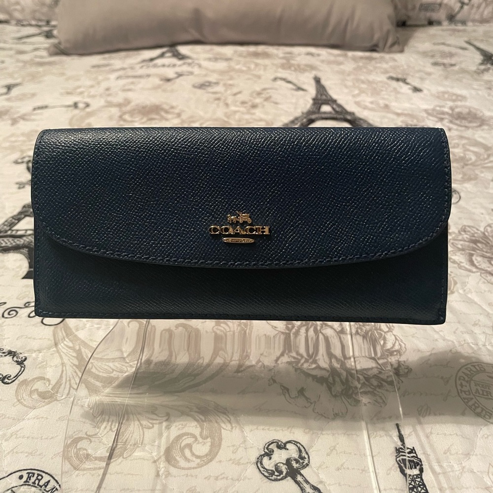 Coach navy slim wallet